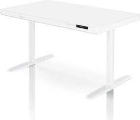 Elektrický písací stôl sit-stand so zásuvkou a bezdrôtovou nabíjačkou Qi biely, 1200 mm: ELLIS