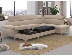 Rozkladacia rohová sedačka do U CATANIA pravá, béžová, s úložným priestorom