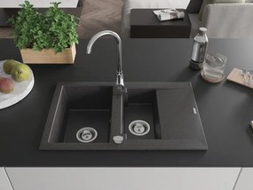 Mexen Gaspar - drez granitový 73,7x47,5cm, 1,5-komorový, čierna-škvrny, 6507731505-76