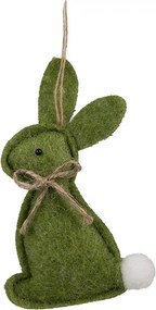 Zelený filcový závesný zajačik - 10 cm