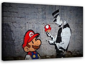 Obraz na plátně Banksy Super Mario - 60x40 cm