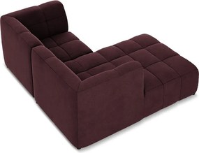 Vínovočervená zamatová rohová pohovka (ľavý roh/s leňoškou) Aloha – Makamii