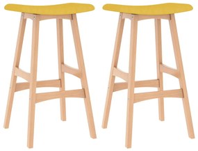 Barové stoličky 2 ks, horčicovo žlté, látka
