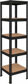 Regál 183x40x40 cm lakovaný 5-policový, nosnosť 875 kg, RIVET - čierny