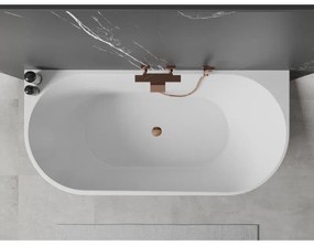 Mexen Oval, voľne stojaca nástenná vaňa 170 x 80 cm, biela-čierna, ružové zlato prepad, 52671708075-60