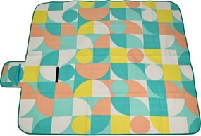 Pikniková deka Retro kocka 130 x 150 cm, modrá