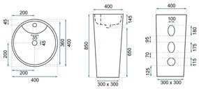REA-U5635 - Voľne stojace umývadlo BLANKA 85x40 cm keramika/lesklá biela