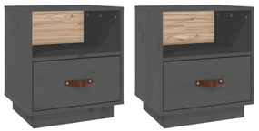 vidaXL Nočné stolíky 2 ks sivé 40x34x45 cm borovicový masív