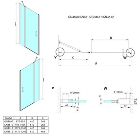 Gelco Gelco, LORO sprchové dvere s pevnou časťou 1100 mm, číre sklo, GN4611