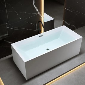 BPS-koupelny Voľne stojaca akrylátová vaňa HYD-SAN507B 160x75 biela, odtokový komplet chróm