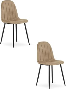 Set dvoch jedálenských stoličiek PADVA zamatové hnedé / čierne nohy (2 ks)