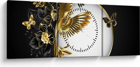Obraz - Guľa so zlatými motívmi (s hodinami) (90x30 cm)