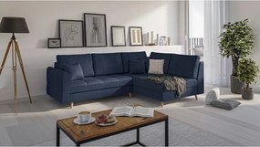 Tmavomodrá rohová pohovka (pravý roh) Ariella - Ropez