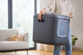 Rotho 2. kvalita - Mačacia toaleta, krytý záchod pre mačky CAT XXL - čierna
