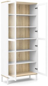 Biela/v prírodnej farbe vitrína v dekore duba 89x203x36 cm Roomers – Tvilum