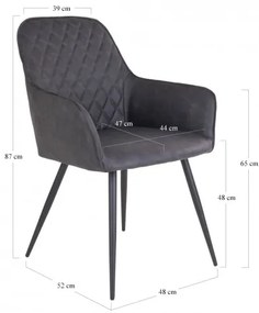 Jídelní křeslo HARBO, tmavě šedé,PU kůže House Nordic 1001152