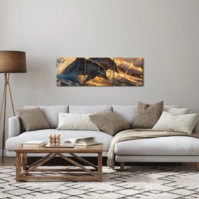 Obraz - Delfíny (s hodinami) (90x30 cm)