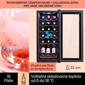 Klarstein Shiraz 18 Uno, vinotéka, 50 l, 18 fliaš, 5-18°C, dotykový ovládací panel