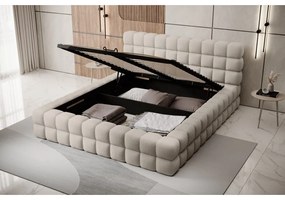 Béžová čalúnená dvojlôžková posteľ s úložným priestorom s roštom 180x200 cm Dizzle – ELTAP