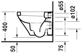 Závesné WC DURAVIT DuraStyle otvorený splachovací kruh biela D 2571090000