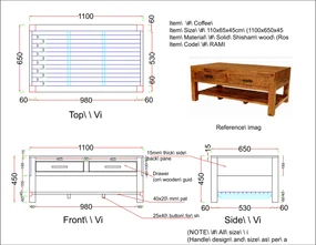 furniture-nabytek.cz - Konferenčný stolík drevený z masívu palisander 110x60x45