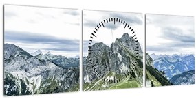 Obraz - Vrcholy hôr (s hodinami) (90x30 cm)
