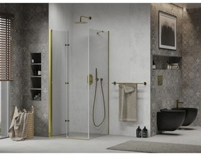 Mexen Lima sprchovací kút 80x80 cm, priehľadná, zlatá, 856-080-080-50-00
