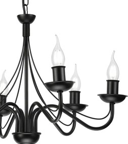 Luster na reťazi ANTON 6xE14/60W/230V čierny