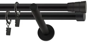 Dekorstudio Garniža dvojradová BASIC čierna-matná 19mm Dĺžka: 220cm, Typ príslušenstva: Krúžky tiché so štipcami
