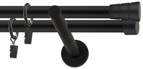 Dekorstudio Garniža dvojradová BASIC čierna-matná 19mm Dĺžka: 160cm, Typ príslušenstva: Krúžky tiché so štipcami
