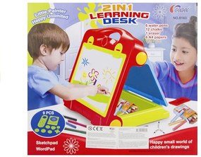 Lean Toys Tabuľa skladacia, obojstranná v kufríku modro-červená