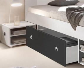 Posteľ s nočnými stolikmi Stefan 140x200 cm, biela/grafit