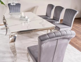 Sametová jídelní židle Prince šedá/chrom