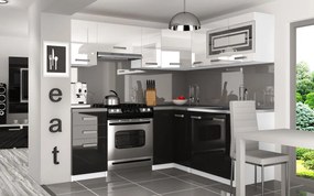 Kuchynská linka Belini 360 cm biely lesk / čierny lesk s pracovnou doskou Lidia  INF LIDIA/5/WT/WB/0/F
