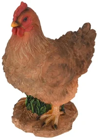 Záhradná figúrka z polistone Hen, 27 cm, hnedá