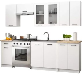 Kuchynská linka OLIVIA V720 2.4 m s vitrínou biela