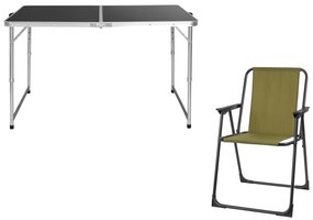 Crivit Kempingový stôl, 120 x 80 x 71 cm + Skladacia kempingová stolička, okrová  (800009439)