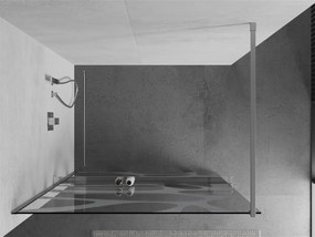 Mexen Kioto+, sprchová zástena s poličkou a držiakom na uteráky 110 x 200 cm, 8mm číre sklo vzor biely, chrómový profil, 800-110-121-01-97