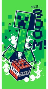 Zelená bavlnená detská osuška 70x140 cm Minecraft Boom - Jerry Fabrics