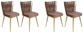 Sada jedálenských stoličiek Kusakli Light Brownand Gold, 4 ks