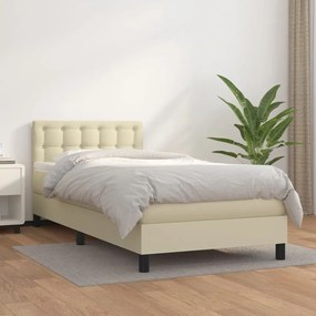 Boxspring posteľ s matracom krémová 90x200 cm umelá koža 3141103