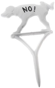 Litinový zahradní zápich Pes biela, 37 x 21 cm