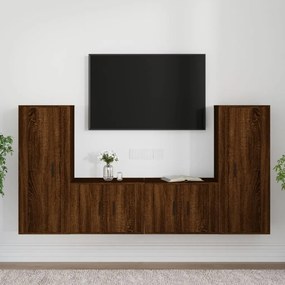 4-dielna súprava TV skriniek hnedý dub spracované drevo 3188773