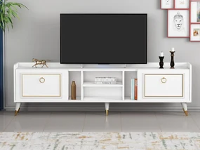 TV stolík/skrinka Kadole 2 (biela + zlatá) . Vlastná spoľahlivá doprava až k Vám domov. 1095457