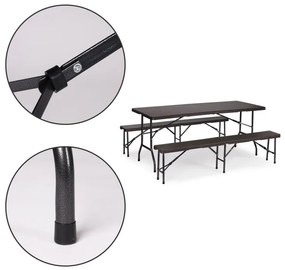 Cateringový stôl 180cm + 2 lavice - ratan