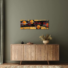 Obraz abstrakcie - Planéty (s hodinami) (90x30 cm)