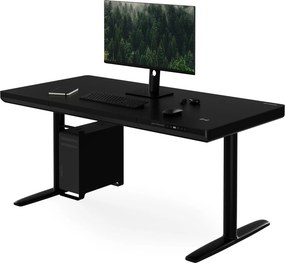 Elektrický písací stôl sit-stand so zásuvkou a bezdrôtovou nabíjačkou Qi čierny, 1400 mm: ELLIS