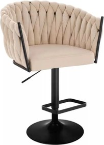 LuxuryForm DESIGN Barová stolička NORDEN VELUR na čiernom tanieri - krémová