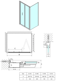 Polysan Polysan, EASY LINE obdĺžniková sprchová zástena 700x800mm, skladacie dvere, L/P varianta, číre sklo, EL1970EL3215