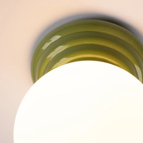 Stropné svietidlo Zori, 1x biele sklenené tienidlo, gr